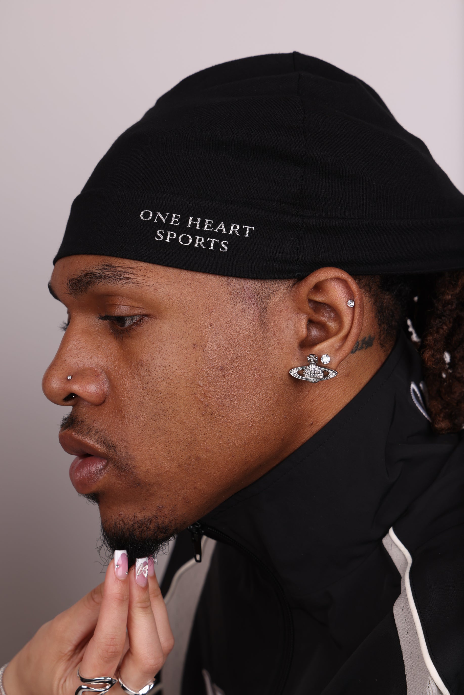 Black Rhinestone Skull Cap