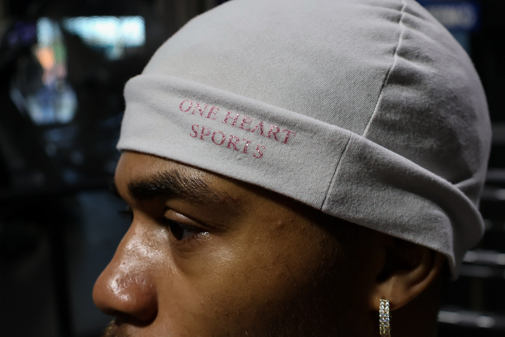 Grey Rhinestone Skull Cap